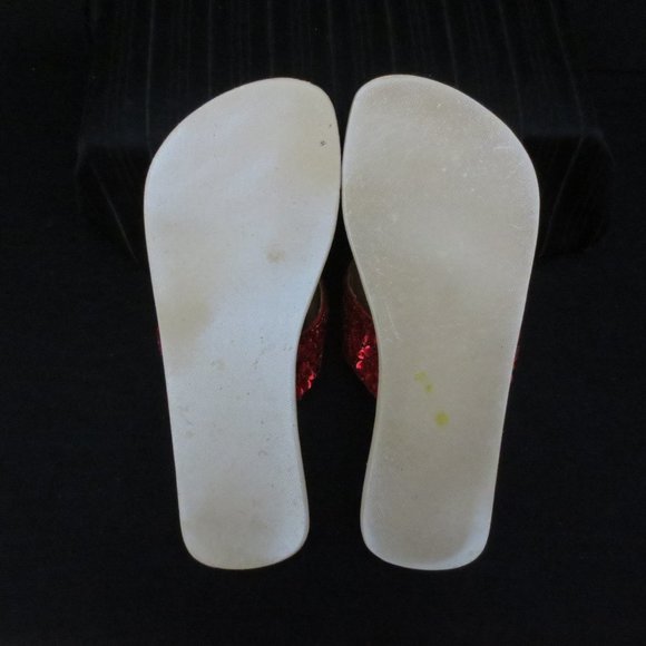 Red Hat Society Sandals Red Boho Floral Beaded Sequined Slip On Thongs Size 6.5 - Picture 10 of 13